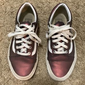 Women’s Vans size 7.5, men’s 6 iridescent purple color.